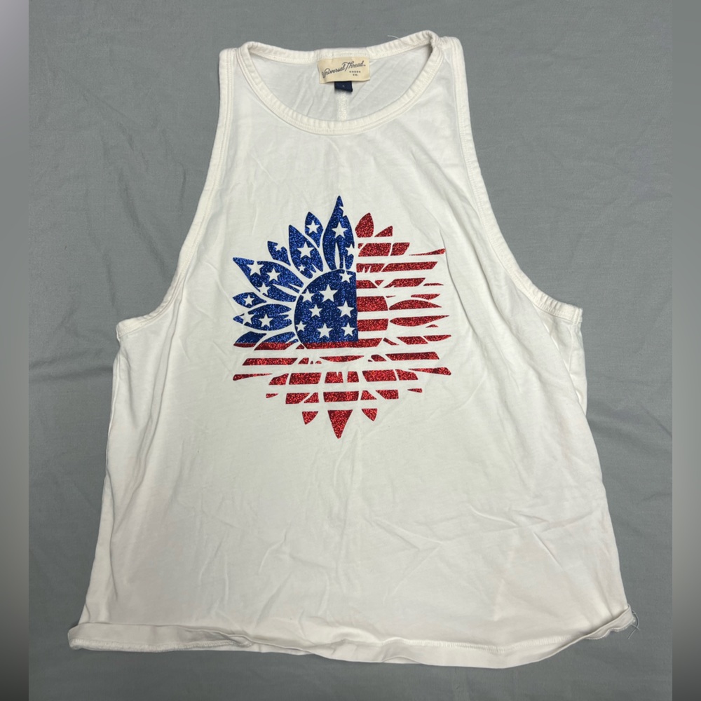 Handmade by me American Flag Sunflower Tank Top
